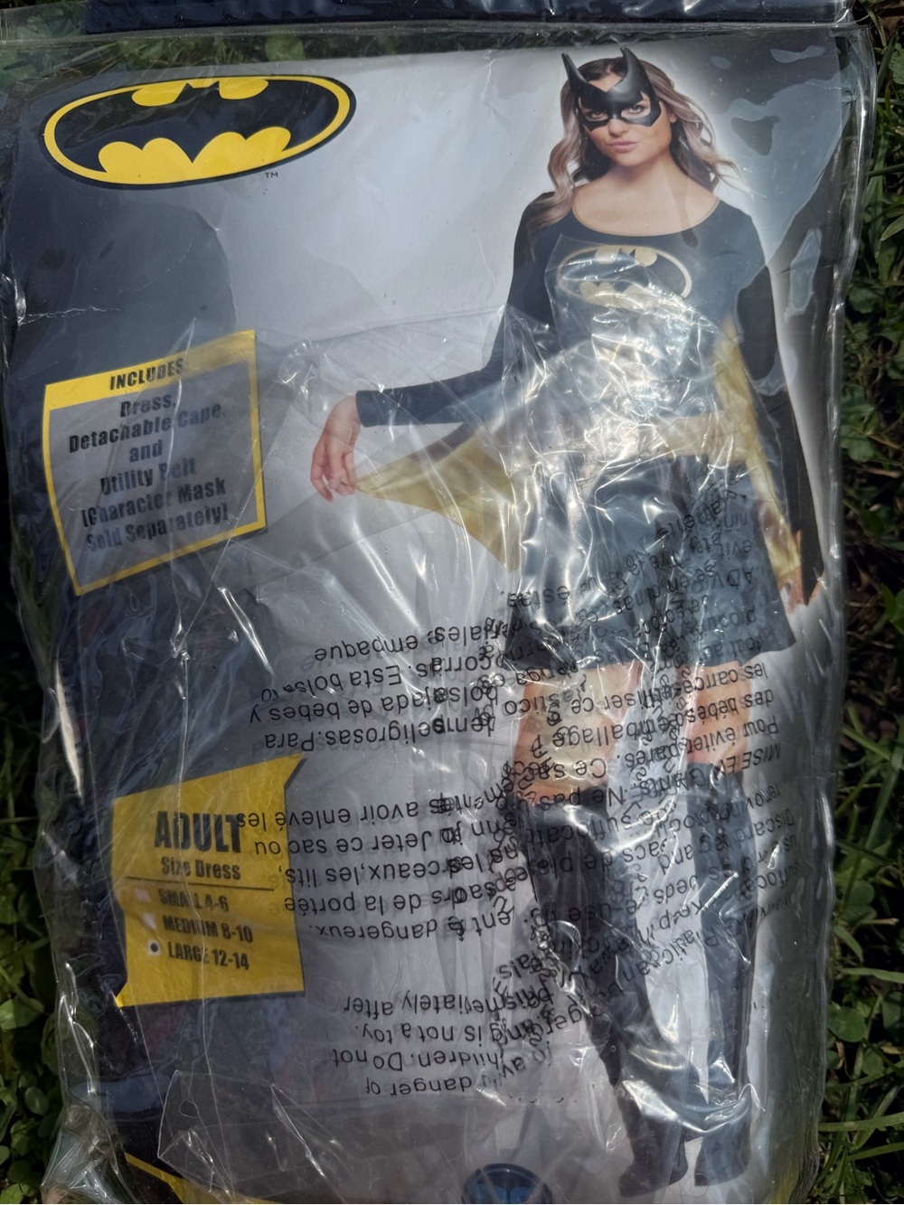 Batgirl adult Costume Dress with Cape - Black and Gold